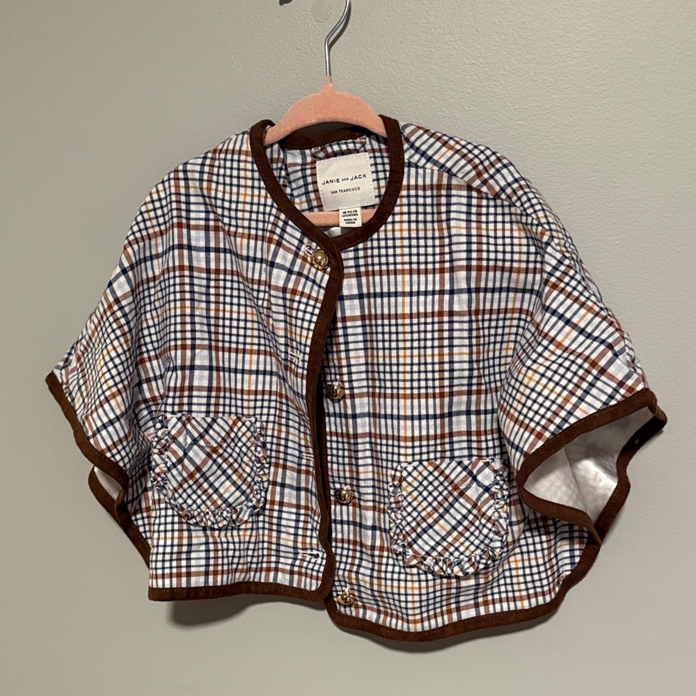 Janie & Jack Kids Checkered Cape Jacket/Skirt Set